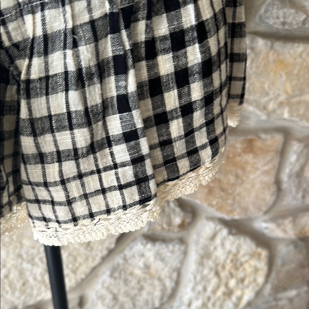 Free People Black and White Plaid Lace Set - Picture 5 of 7